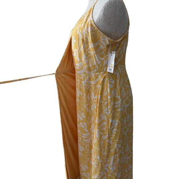 Nine West butter yellow wrap midi dress M adjustable strap resort sundress NWT - Picture 5 of 12
